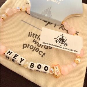 Disney Little Words Bracelet “Hey Boo” Halloween Minnie Mouse Pink Ghost Charm